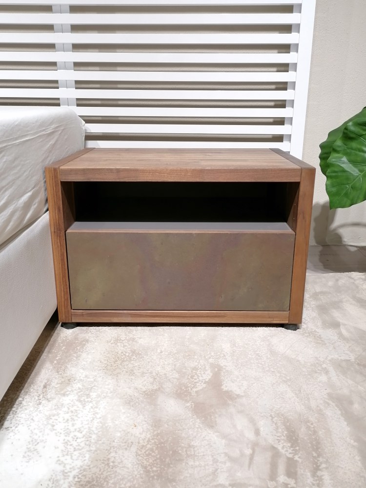 KCN1103B BEDSIDE TABLE WALNUT- STONE FINISH